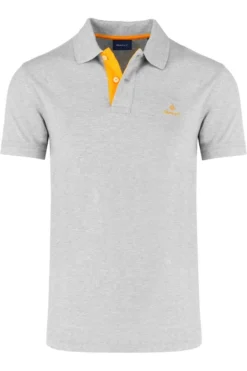 GANT Regular Fit Poloshirt Hellgrau, Melange
