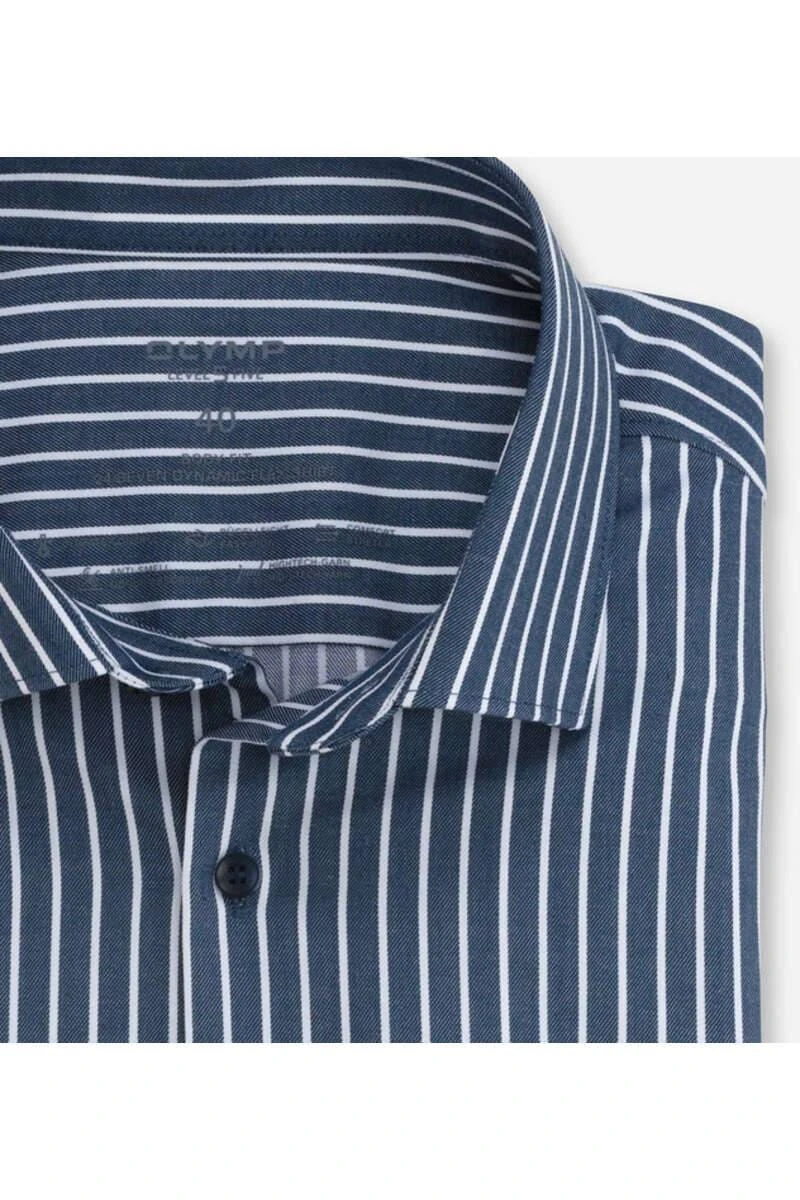 OLYMP Level Five 24/Seven Dynamic Flex Body Fit Hemd Marine, Gestreift 2 OLYMP Level Five 24/Seven Dynamic Flex Body Fit Hemd Marine, Gestreift – Bild 2