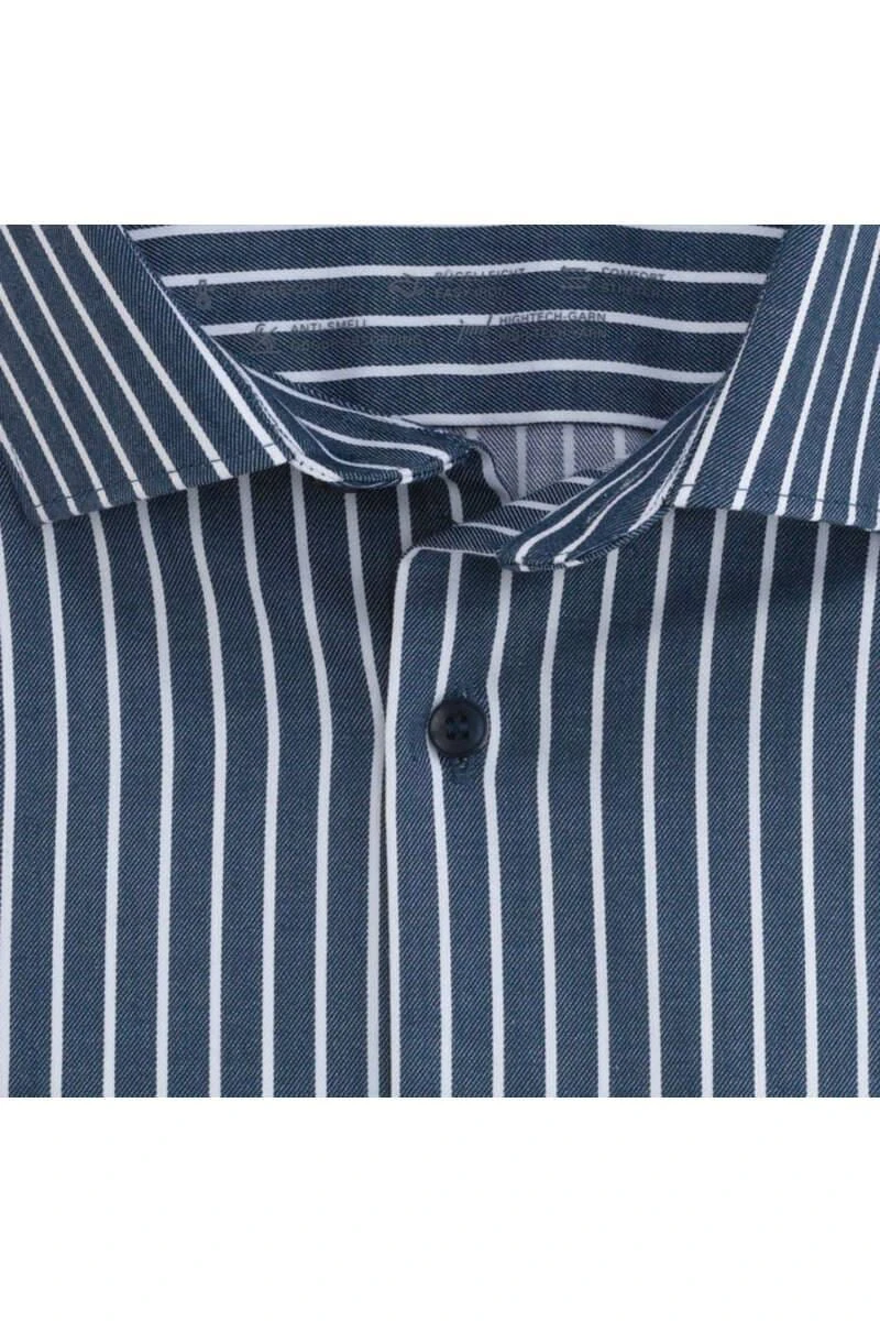 OLYMP Level Five 24/Seven Dynamic Flex Body Fit Hemd Marine, Gestreift 4 OLYMP Level Five 24/Seven Dynamic Flex Body Fit Hemd Marine, Gestreift – Bild 4