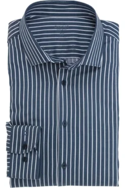 OLYMP Level Five 24/Seven Dynamic Flex Body Fit Hemd Marine, Gestreift