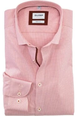 OLYMP Level Five Body Fit Hemd Rotorange, Kariert