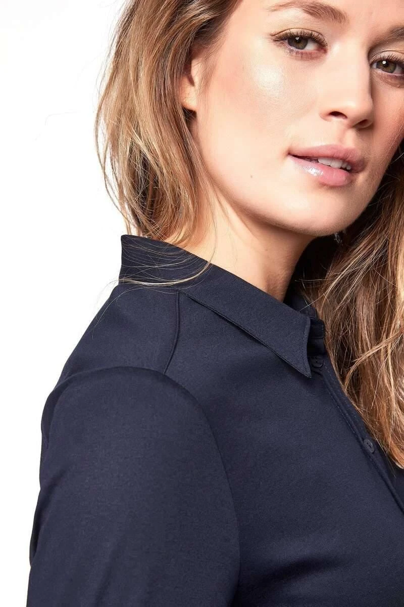 Desoto Slim Fit Blusenachtblau, Einfarbig 2 Desoto Slim Fit Blusenachtblau, Einfarbig – Bild 2