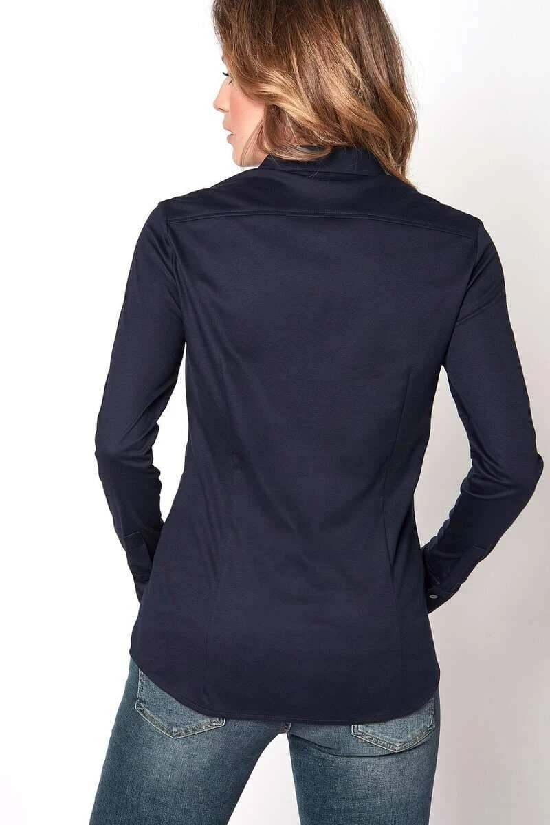 Desoto Slim Fit Blusenachtblau, Einfarbig 3 Desoto Slim Fit Blusenachtblau, Einfarbig – Bild 3