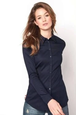 Desoto Slim Fit Blusenachtblau, Einfarbig