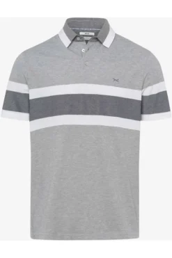 Brax Modern Fit Poloshirt Grau/weiss, Gestreift