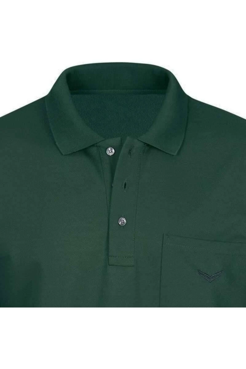 TRIGEMA Comfort Fit Longsleeve Poloshirt Dunkelgrün, Einfarbig 2 TRIGEMA Comfort Fit Longsleeve Poloshirt Dunkelgrün, Einfarbig – Bild 2