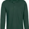 TRIGEMA Comfort Fit Longsleeve Poloshirt Dunkelgrün, Einfarbig