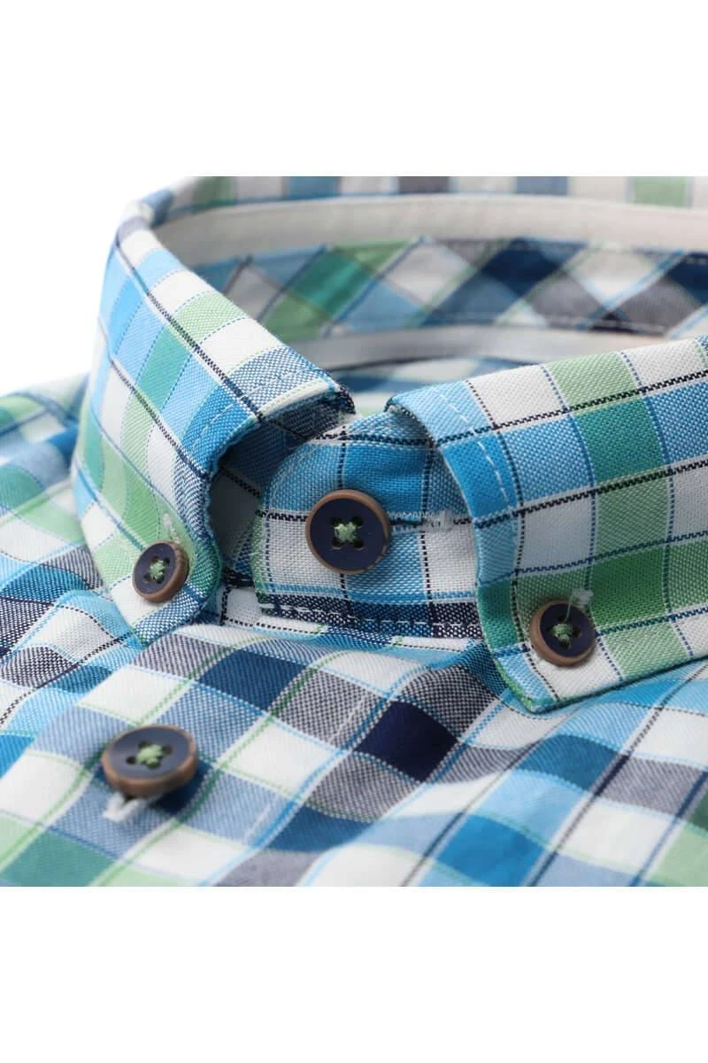 Redmond Casual Modern Fit Hemd Blau/grün/weiss, Kariert 2 Redmond Casual Modern Fit Hemd Blau/grün/weiss, Kariert – Bild 2