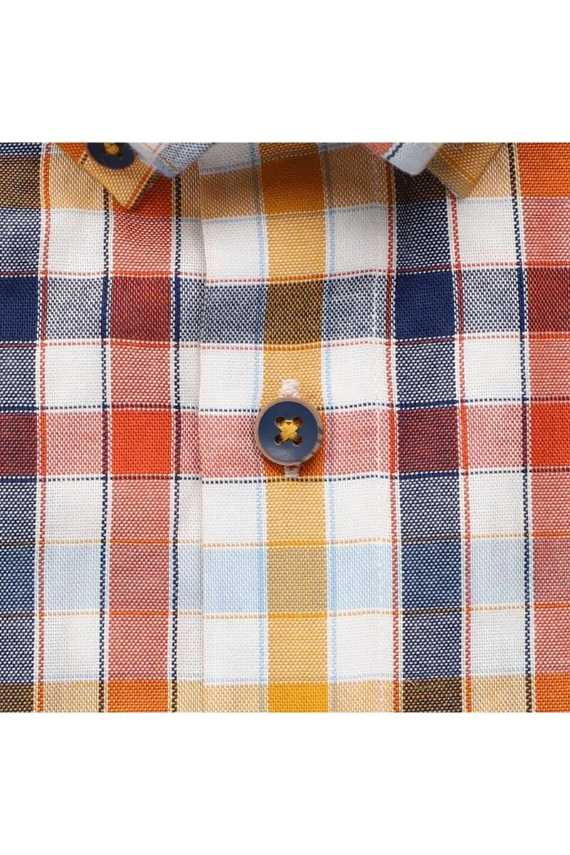 Redmond Casual Modern Fit Hemd Blau/orange/weiss, Kariert 4 Redmond Casual Modern Fit Hemd Blau/orange/weiss, Kariert – Bild 4