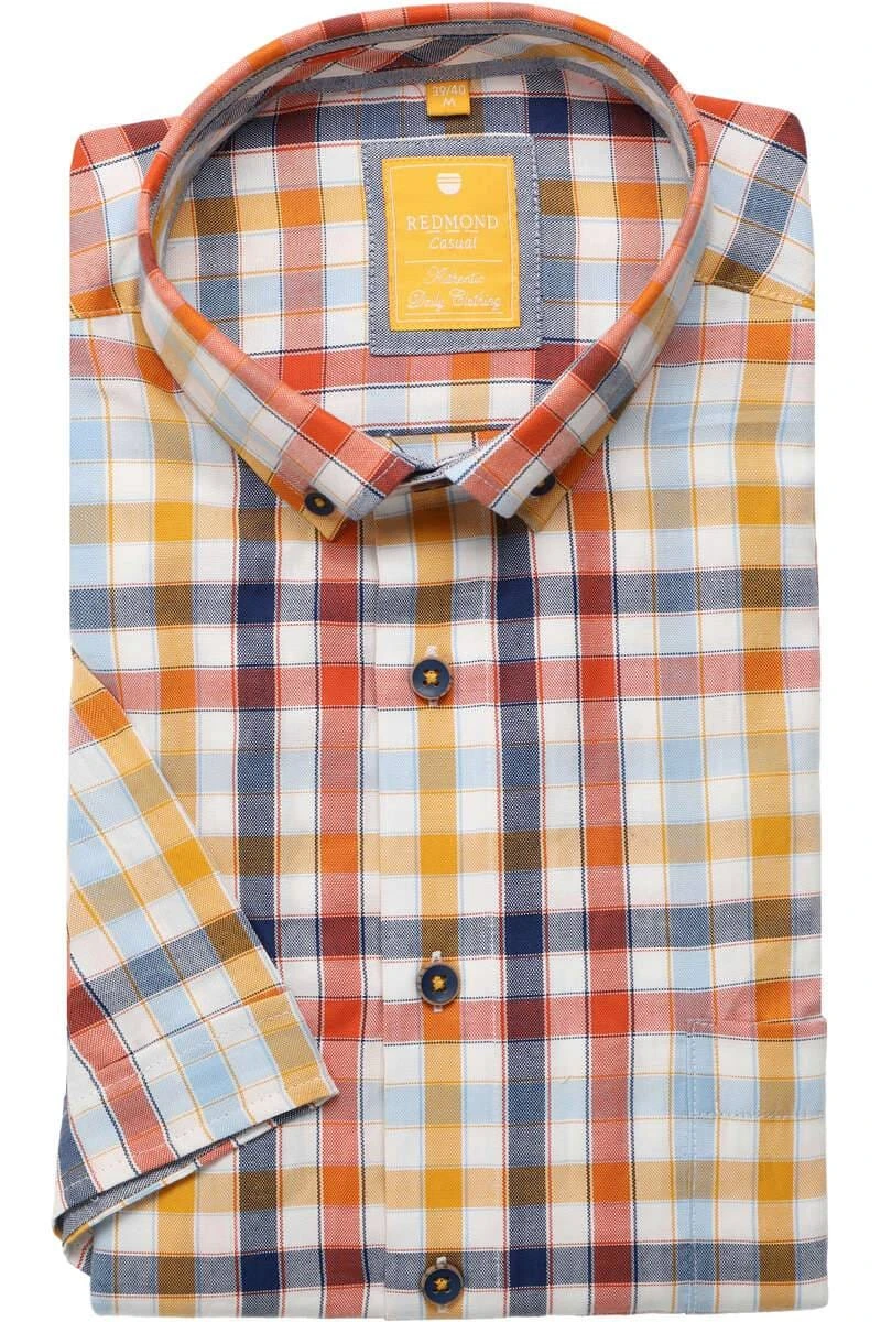 Redmond Casual Modern Fit Hemd Blau/orange/weiss, Kariert 1 Redmond Casual Modern Fit Hemd Blau/orange/weiss, Kariert