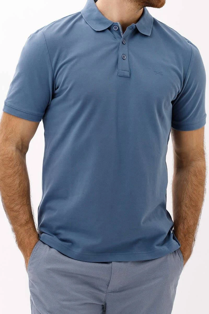 Brax Modern Fit Poloshirt Mittelblau, Einfarbig 2 Brax Modern Fit Poloshirt Mittelblau, Einfarbig – Bild 2