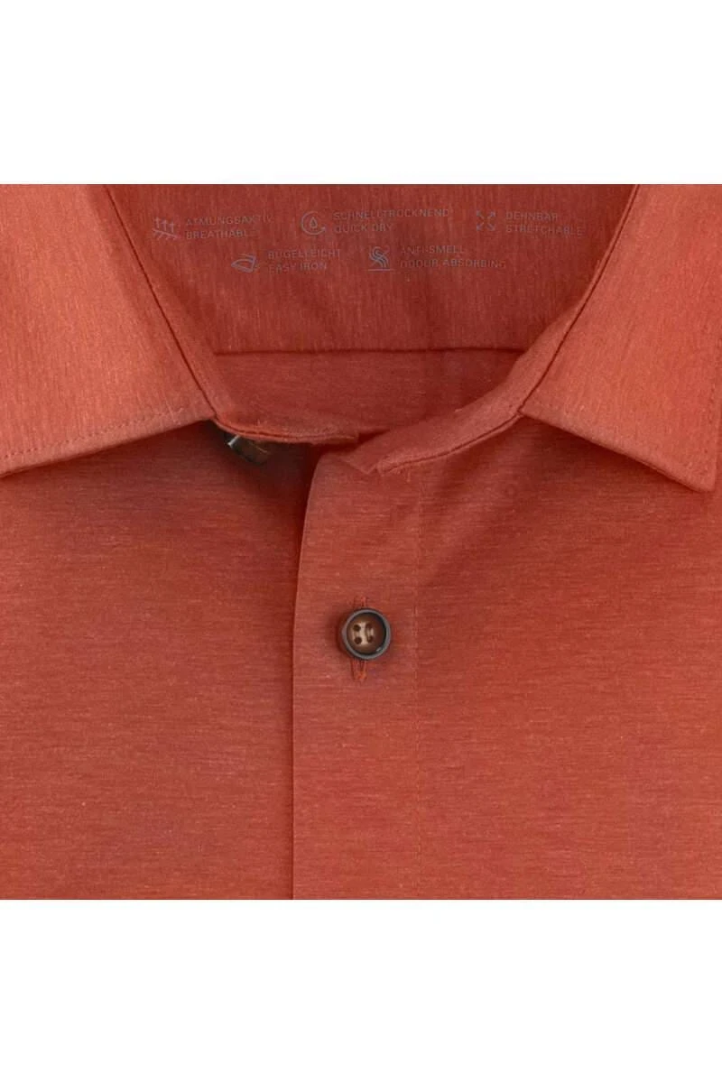 OLYMP No. Six 24/Seven Super Slim Jerseyhemd Rotorange, Einfarbig 4 OLYMP No. Six 24/Seven Super Slim Jerseyhemd Rotorange, Einfarbig – Bild 4