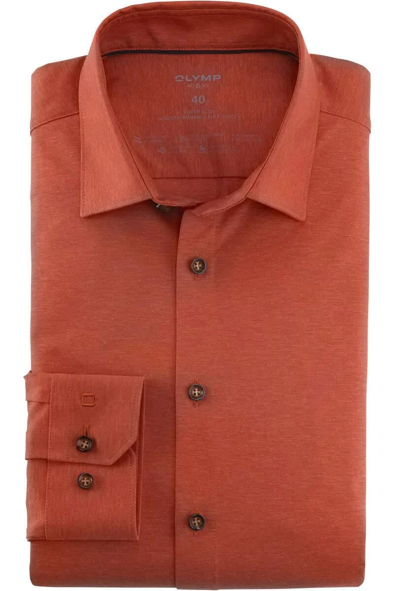 OLYMP No. Six 24/Seven Super Slim Jerseyhemd Rotorange, Einfarbig 1 OLYMP No. Six 24/Seven Super Slim Jerseyhemd Rotorange, Einfarbig