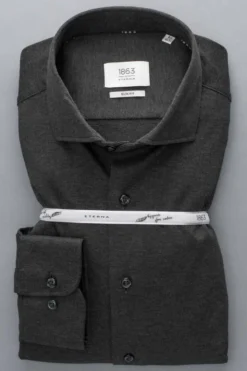 ETERNA 1863 Slim Fit Jerseyhemd Anthrazit, Einfarbig