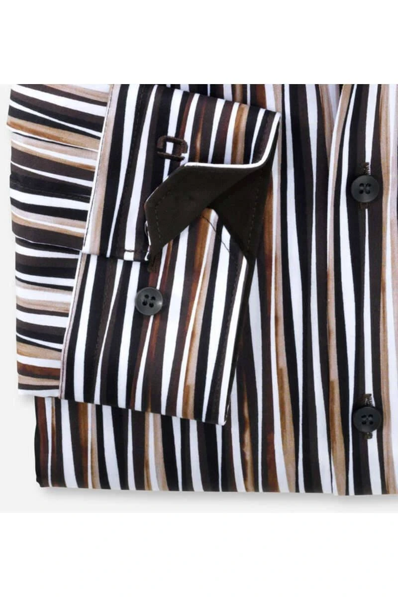 OLYMP No. Six Super Slim Hemd Braun, Gestreift 3 OLYMP No. Six Super Slim Hemd Braun, Gestreift – Bild 3