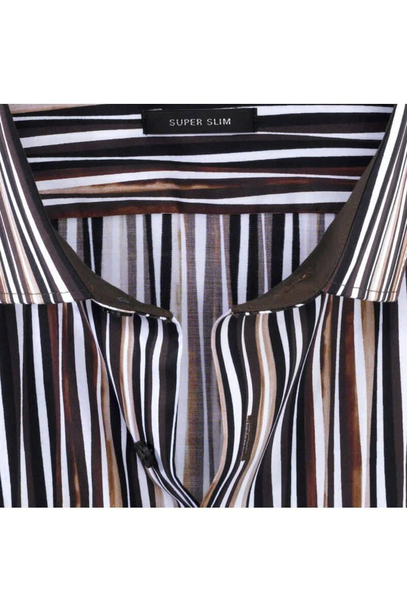 OLYMP No. Six Super Slim Hemd Braun, Gestreift 4 OLYMP No. Six Super Slim Hemd Braun, Gestreift – Bild 4