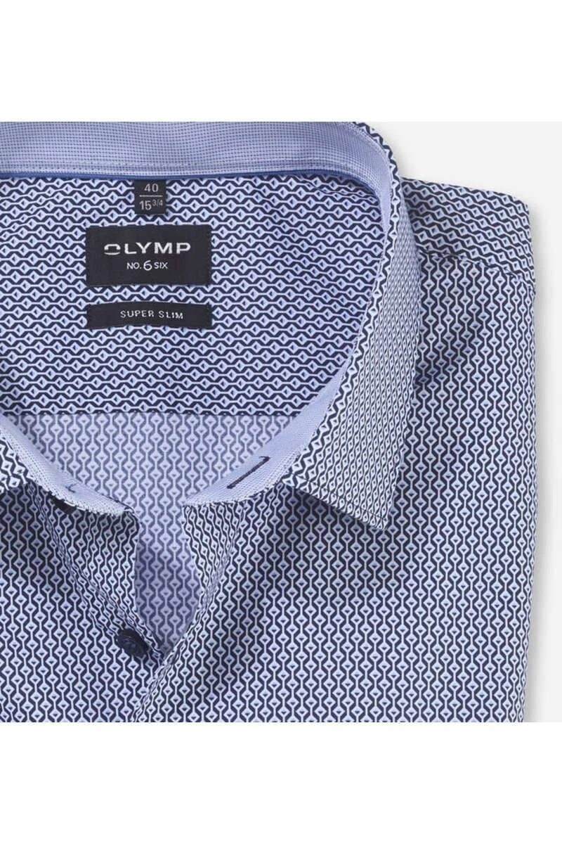 OLYMP No. Six Super Slim Hemd Marine/weiss, Gemustert 2 OLYMP No. Six Super Slim Hemd Marine/weiss, Gemustert – Bild 2