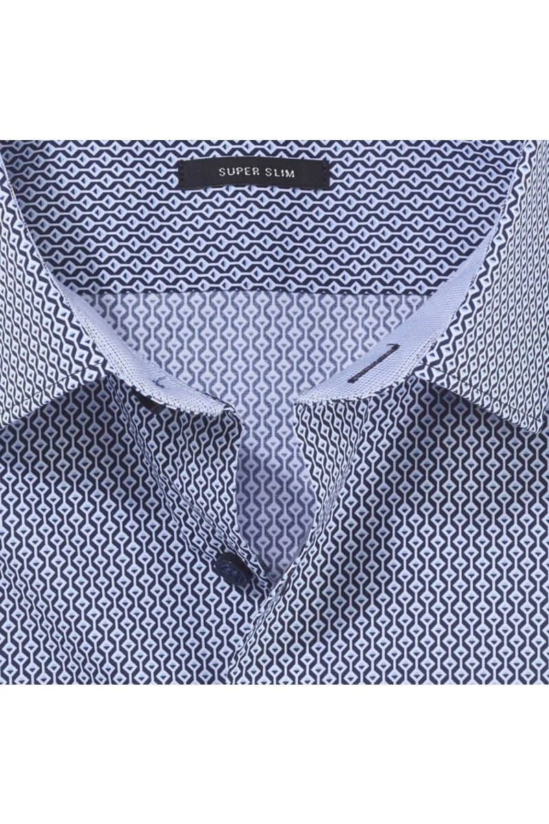 OLYMP No. Six Super Slim Hemd Marine/weiss, Gemustert 4 OLYMP No. Six Super Slim Hemd Marine/weiss, Gemustert – Bild 4