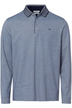 Brax Modern Fit Longsleeve Poloshirt Ocean, Meliert