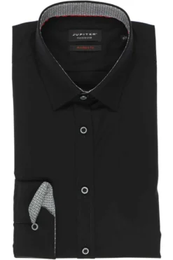 Jupiter Modern Fit Hemd Schwarz, Einfarbig