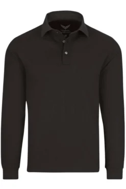 TRIGEMA Business Comfort Fit Longsleeve Poloshirt Schwarz, Einfarbig