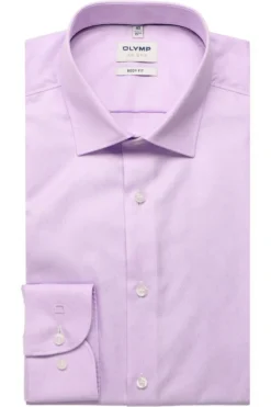 OLYMP Level Five Body Fit Hemd Flieder, Einfarbig