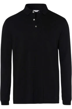 Brax Modern Fit Longsleeve Poloshirt Schwarz, Einfarbig