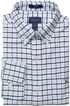 GANT Regular Fit Hemd Blau, Kariert
