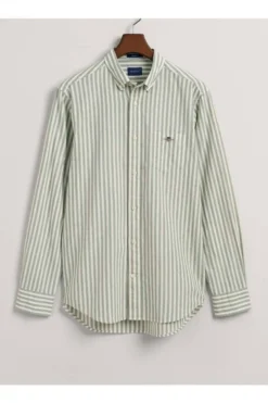 GANT Regular Fit Leinenhemd Grün, Einfarbig
