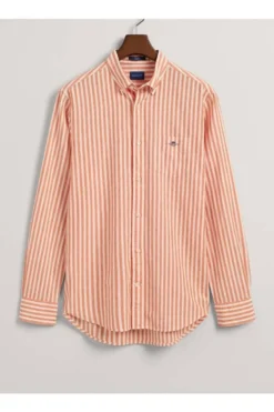 GANT Regular Fit Leinenhemd Orange, Einfarbig