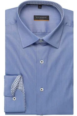 ETERNA Performance Slim Fit Hemd Hellblau, Einfarbig