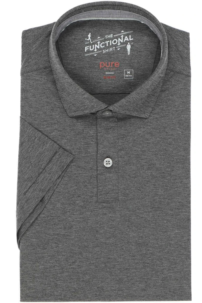 Pure Functional Slim Fit Poloshirt Grau, Einfarbig 1 Pure Functional Slim Fit Poloshirt Grau, Einfarbig