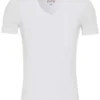 Pure Slim Fit T-Shirt V-Ausschnitt Weiss,Einfarbig