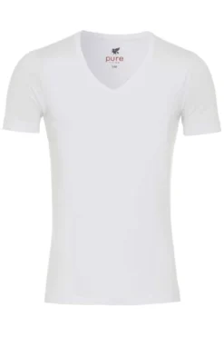 Pure Slim Fit T-Shirt V-Ausschnitt Weiss,Einfarbig