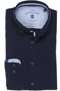 Hatico Regular Fit Hemd Marine, Einfarbig
