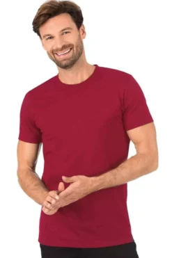 TRIGEMA Slim Fit T-Shirt Rundhals Rubin,Einfarbig