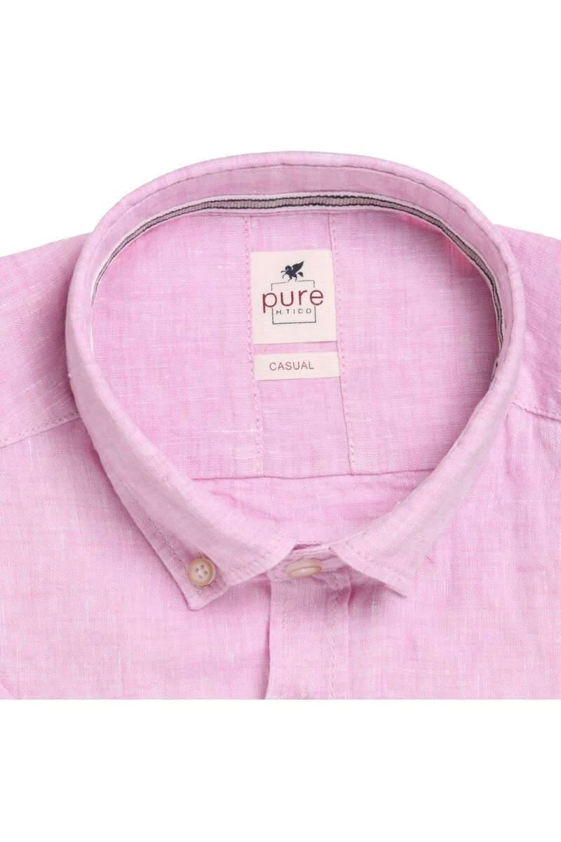 Pure Casual Slim Fit Leinenhemd Rosa, Einfarbig 2 Pure Casual Slim Fit Leinenhemd Rosa, Einfarbig – Bild 2