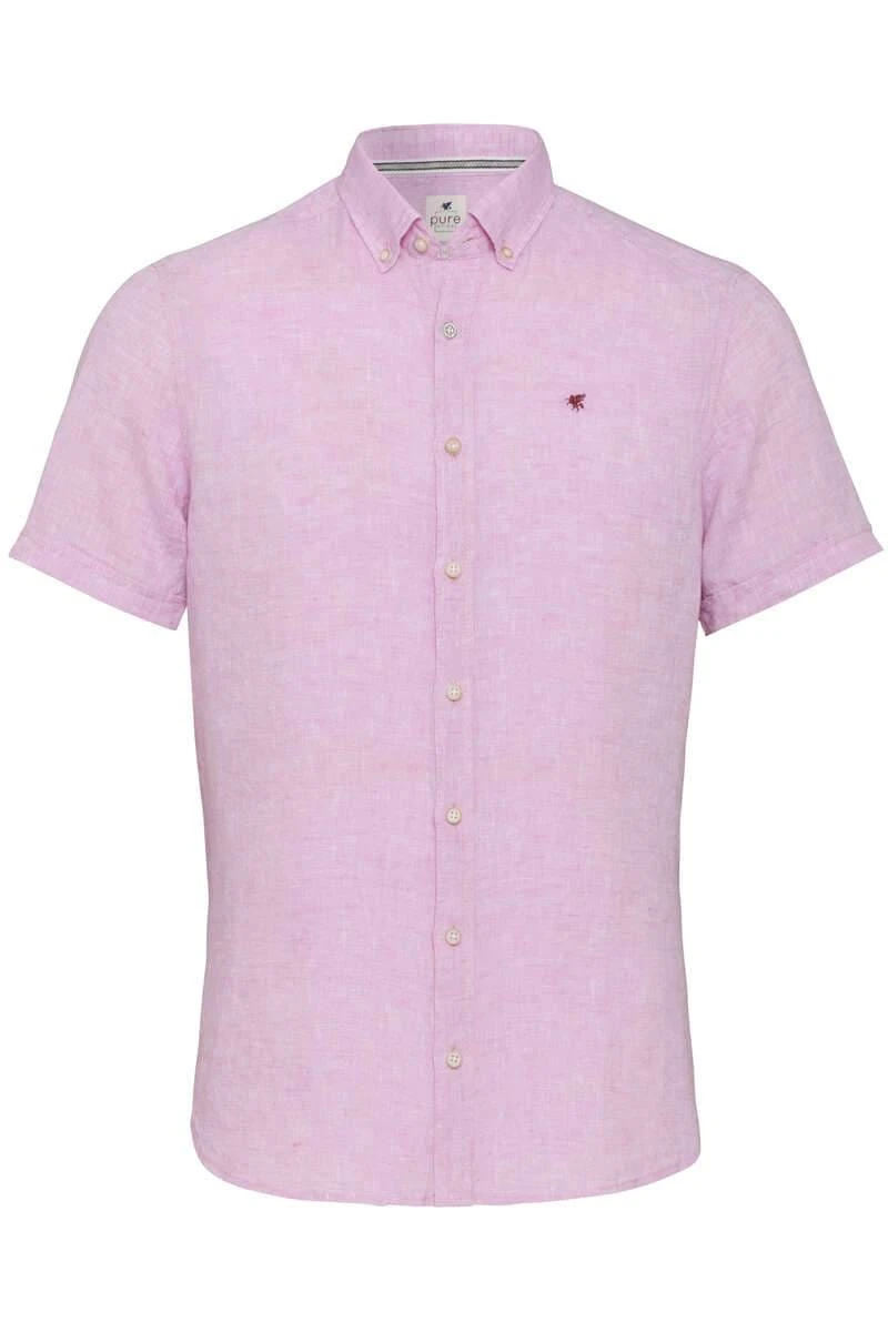 Pure Casual Slim Fit Leinenhemd Rosa, Einfarbig 5 Pure Casual Slim Fit Leinenhemd Rosa, Einfarbig – Bild 5