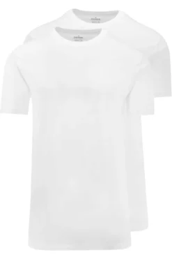 RAGMAN Regular Fit T-Shirt Rundhals Doppelpack Weiss,Einfarbig