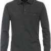 Casa Moda Casual Casual Fit Longsleeve Poloshirt Dunkelgrün, Gemustert