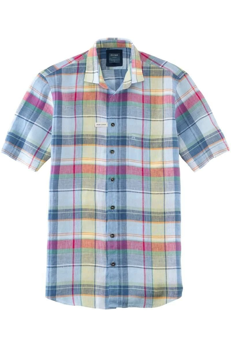 OLYMP Casual Modern Fit Leinenhemd Blau/rot, Kariert 1 OLYMP Casual Modern Fit Leinenhemd Blau/rot, Kariert