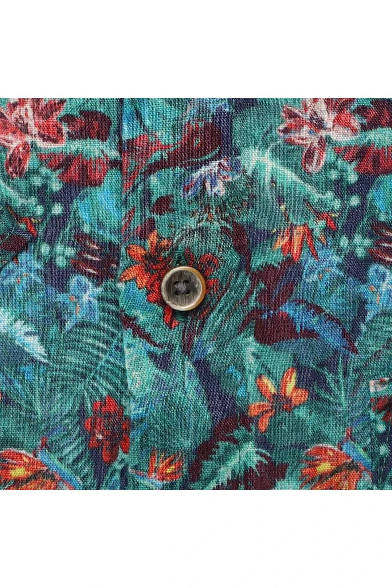 OLYMP Casual Modern Fit Leinenhemd Grün, Gemustert 4 OLYMP Casual Modern Fit Leinenhemd Grün, Gemustert – Bild 4