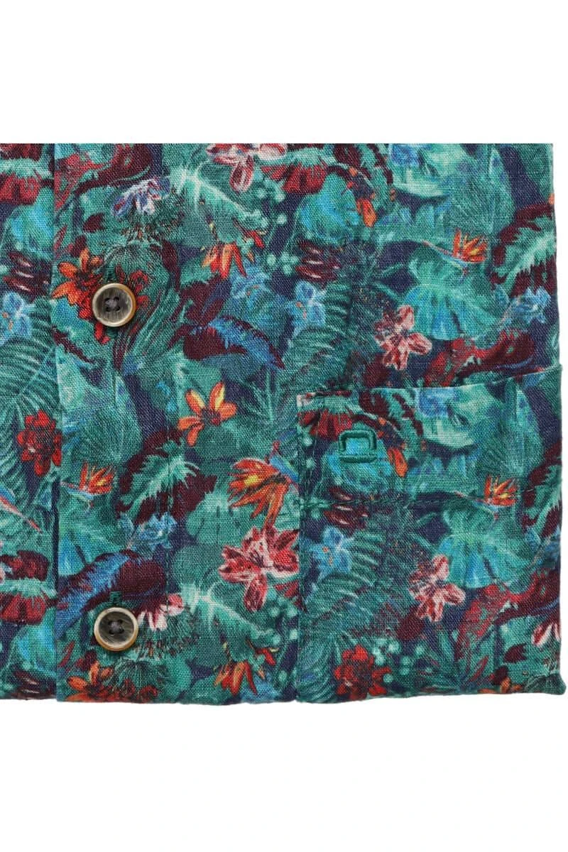 OLYMP Casual Modern Fit Leinenhemd Grün, Gemustert 5 OLYMP Casual Modern Fit Leinenhemd Grün, Gemustert – Bild 5