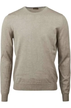 Stenströms Fitted Body Herren Pullover Rundhals Beige
