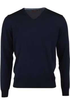 Stenströms Fitted Body Herren Pullover V-Ausschnitt Navy