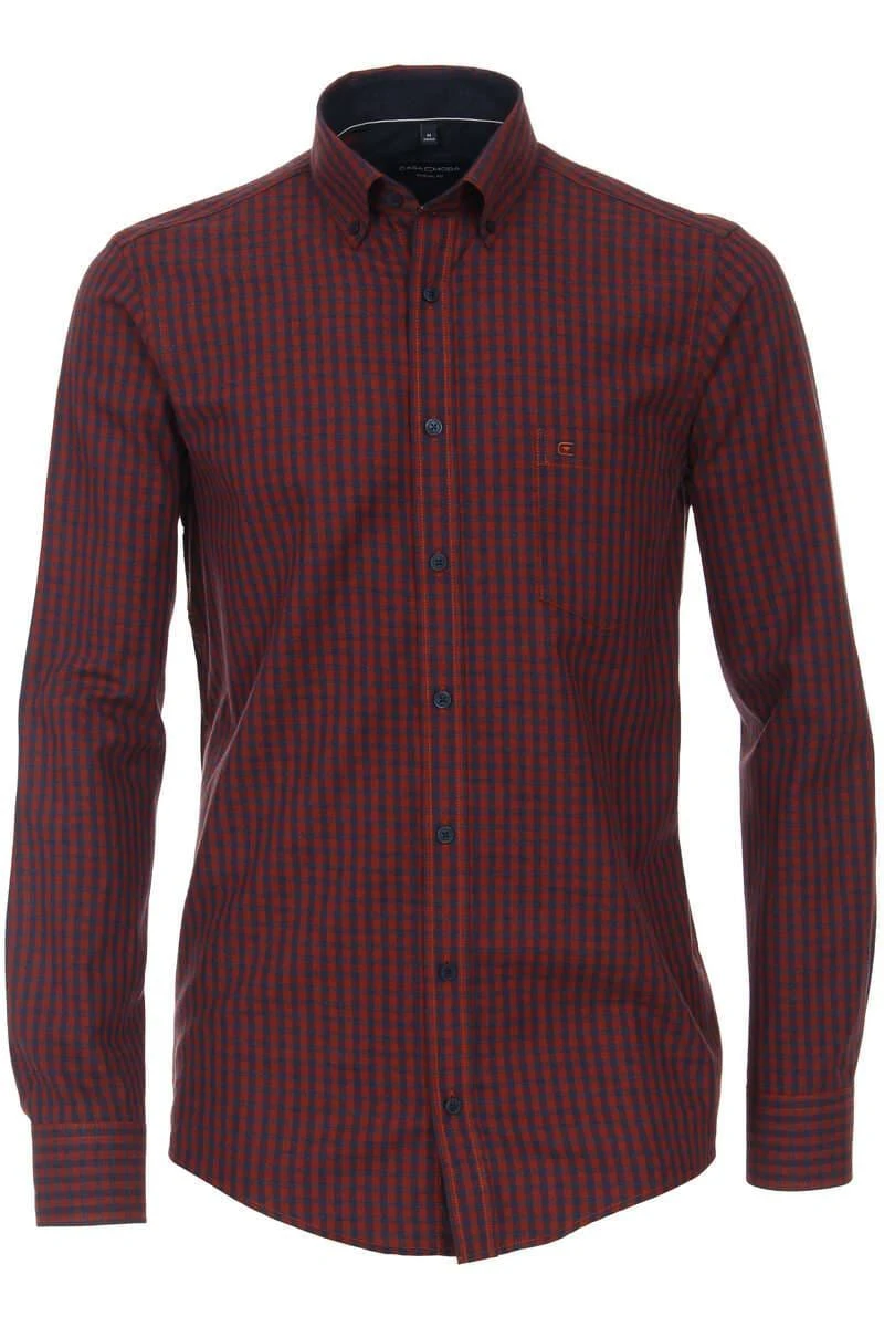 Casa Moda Casual Fit Hemd Orange/blau, Kariert