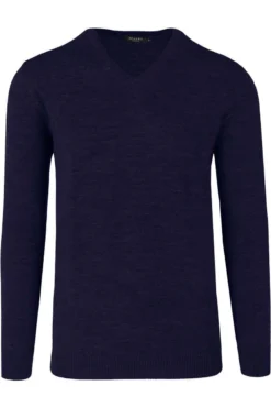 MAERZ Modern Fit Herren Pullover V-Ausschnitt Dunkellila