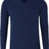 MAERZ Superwash Classic Fit Herren Pullover V-Ausschnitt Schwarz/blau