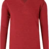 MAERZ Superwash Classic Fit Herren Pullover V-Ausschnitt Rot