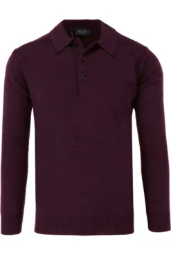 MAERZ Superwash Classic Fit Herren Pullover Polokragen Bordeaux
